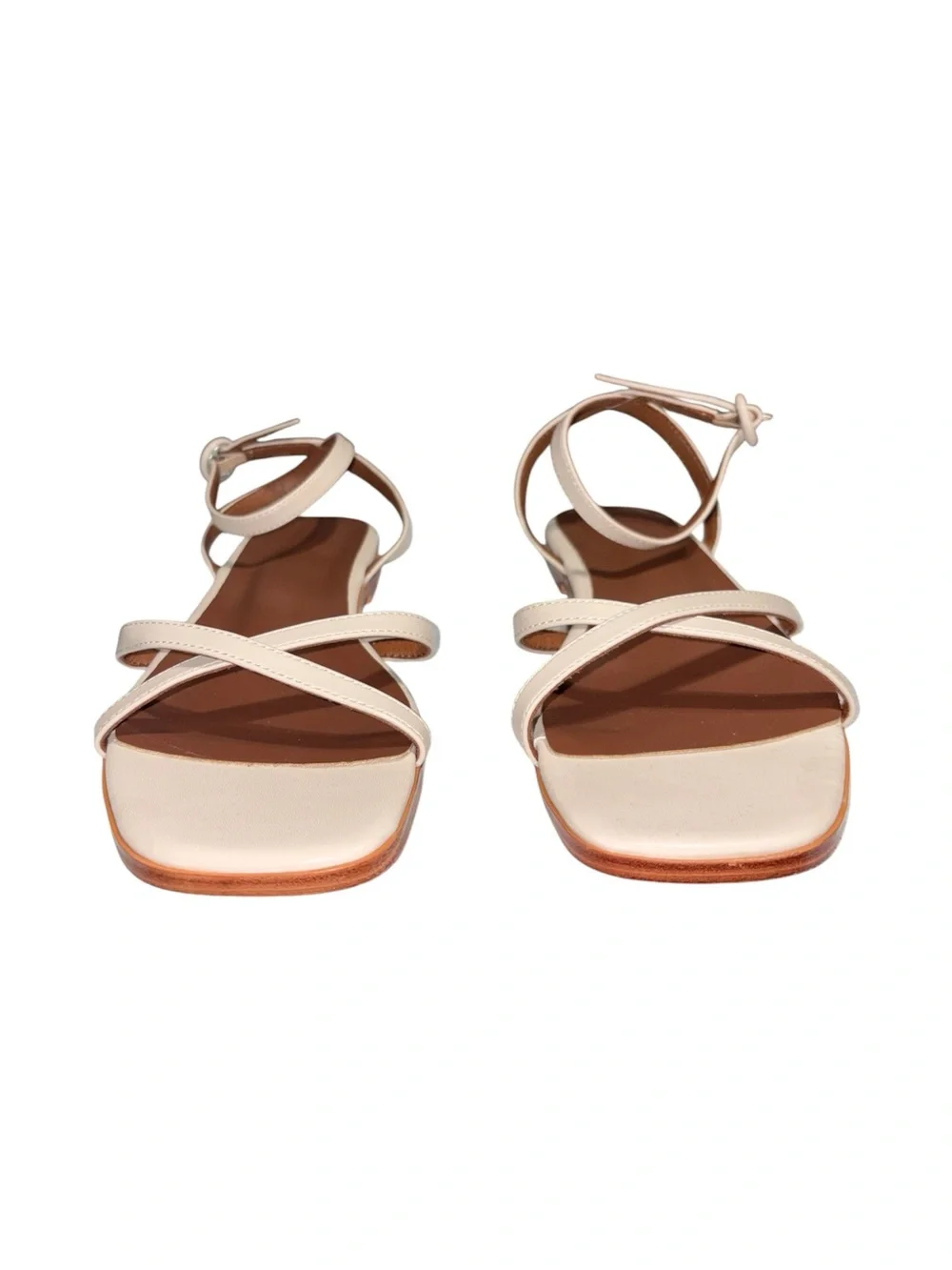 Unbranded Strappy Euro Summer Gladiator Flat Sandals In Ivory/Biege/Cream Size 7 - Picture 6 of 9